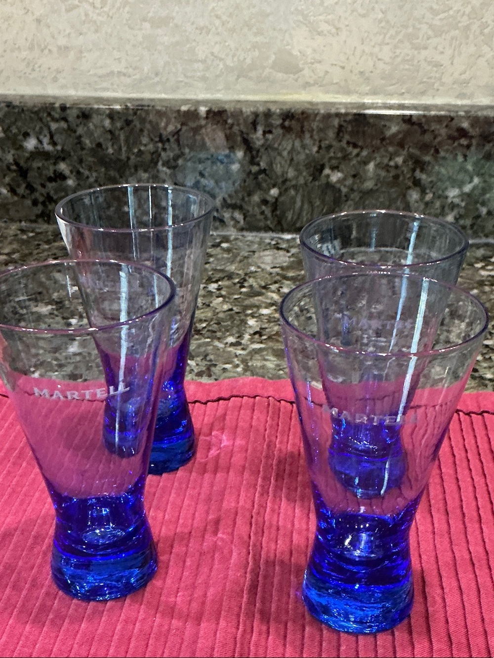 Martell Cognac glasses -Set of 4 Cobalt blue Barware